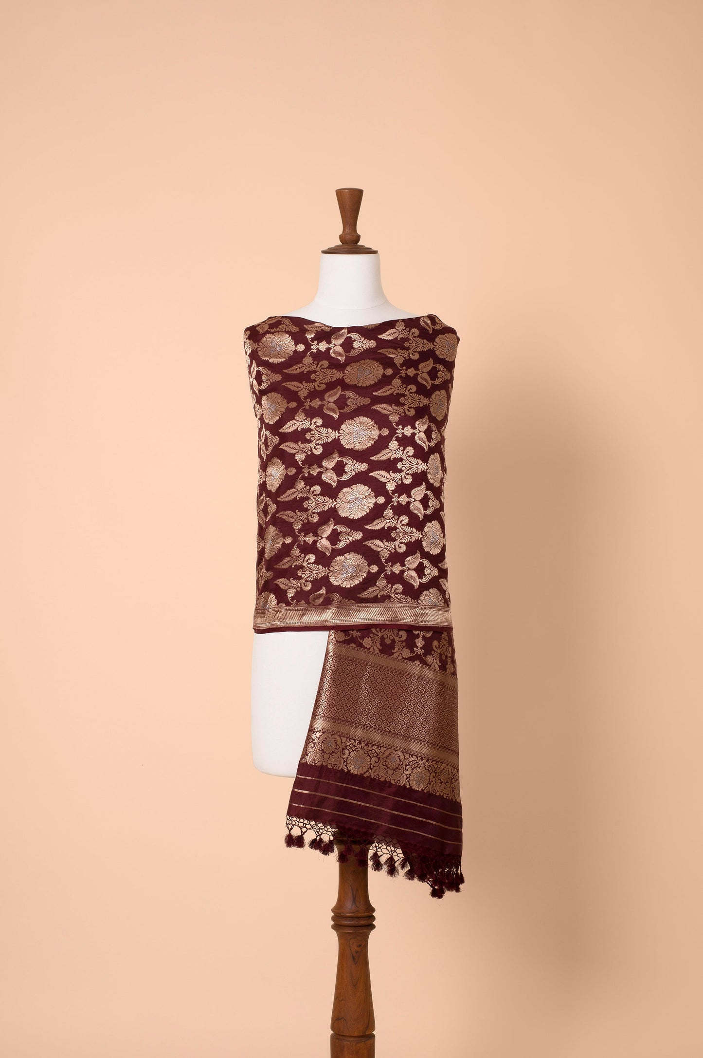 Handwoven Brown Silk Dupatta