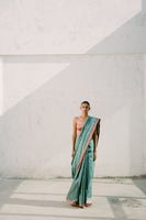 Fresh Green Striped Saree
