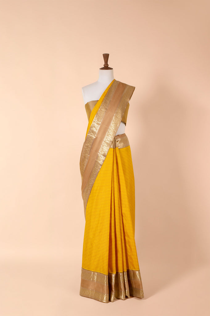 Handwoven Yellow Kanjivaram Silk Sari