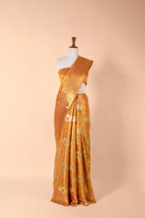 Handwoven Peach Real Zari Kanjivaram Tissue Saree