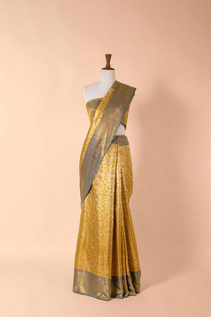 Handwoven Gold Real Zari Kanjivaram Tissue Sari