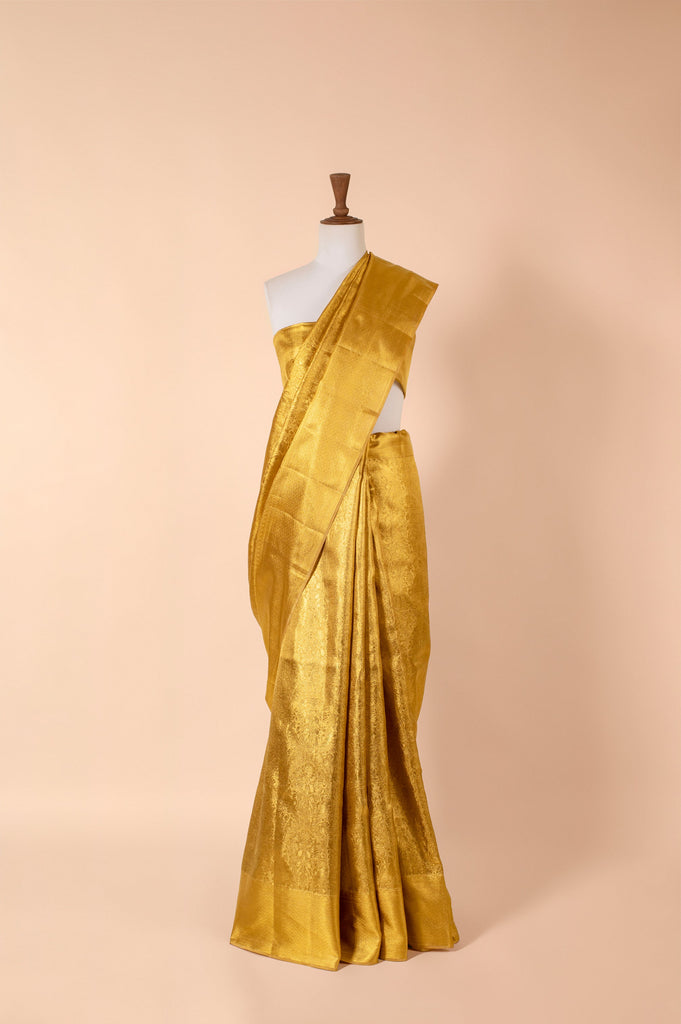 Handwoven Gold Real Zari Kanjivaram Tissue Sari