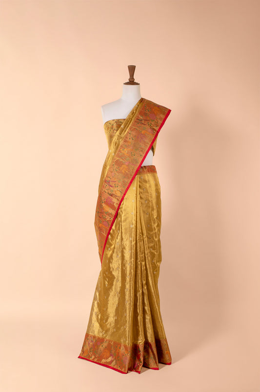 Handwoven Gold Real Zari Kanjivaram Tissue Sari