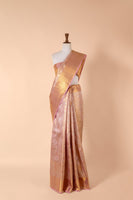 Handwoven Pink Real Zari Kanjivaram Tissue Sari