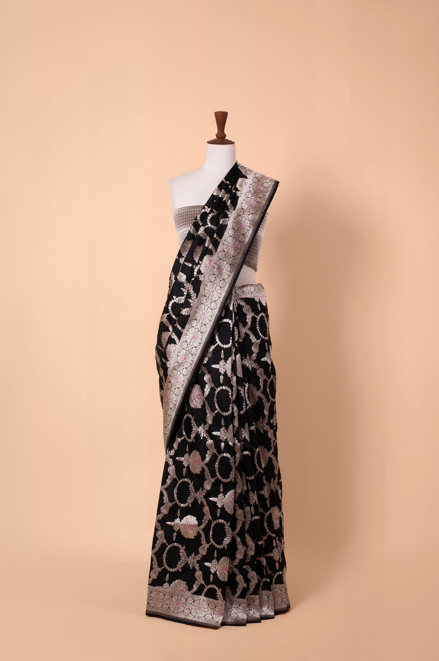 Handwoven Black Silk Sari