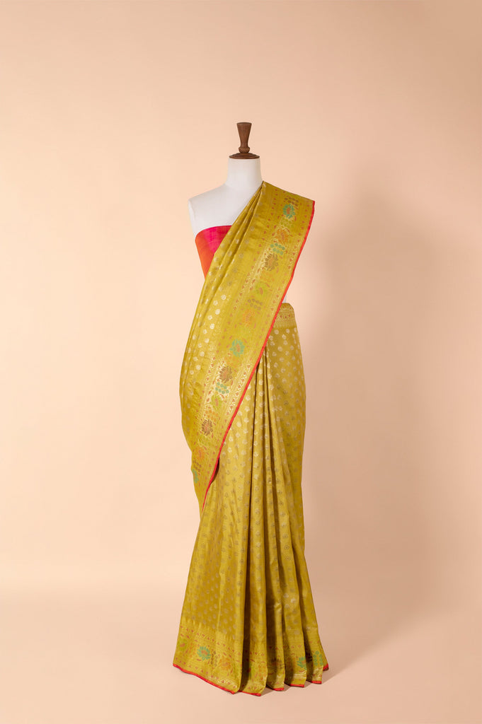 Handwoven Mustard Kanjivaram Silk Sari