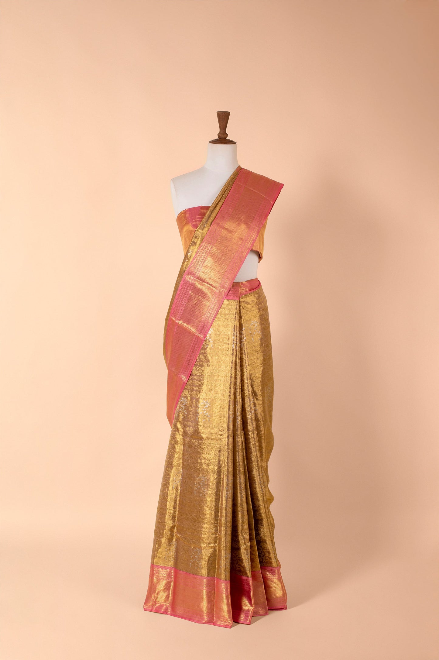 Handwoven Gold Real Zari Kanjivaram Tissue Saree