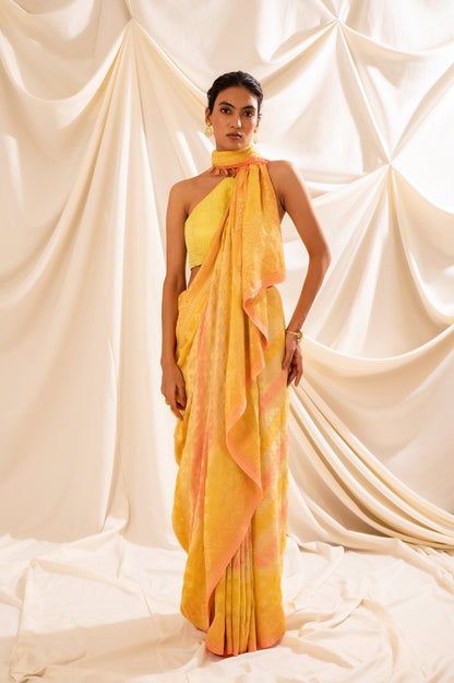 Handwoven Multicolor Georgette Sari