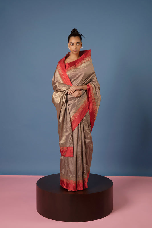 Handwoven Mauve Silk Saree