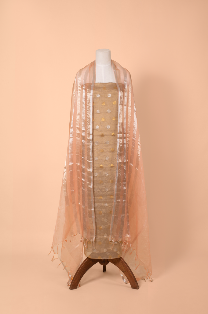 Handwoven Beige Tissue Suit Piece