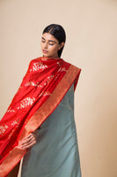 Handwoven Red Banarasi Silk Dupatta