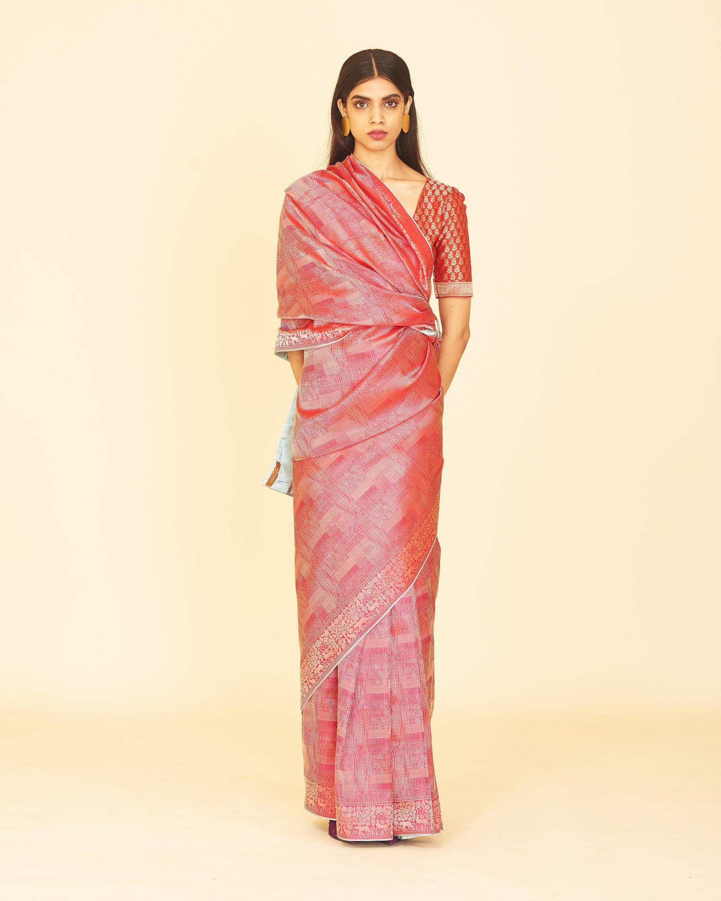 Handwoven Pink Silk Sari