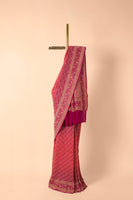 Handwoven Pink Bandhani Sari