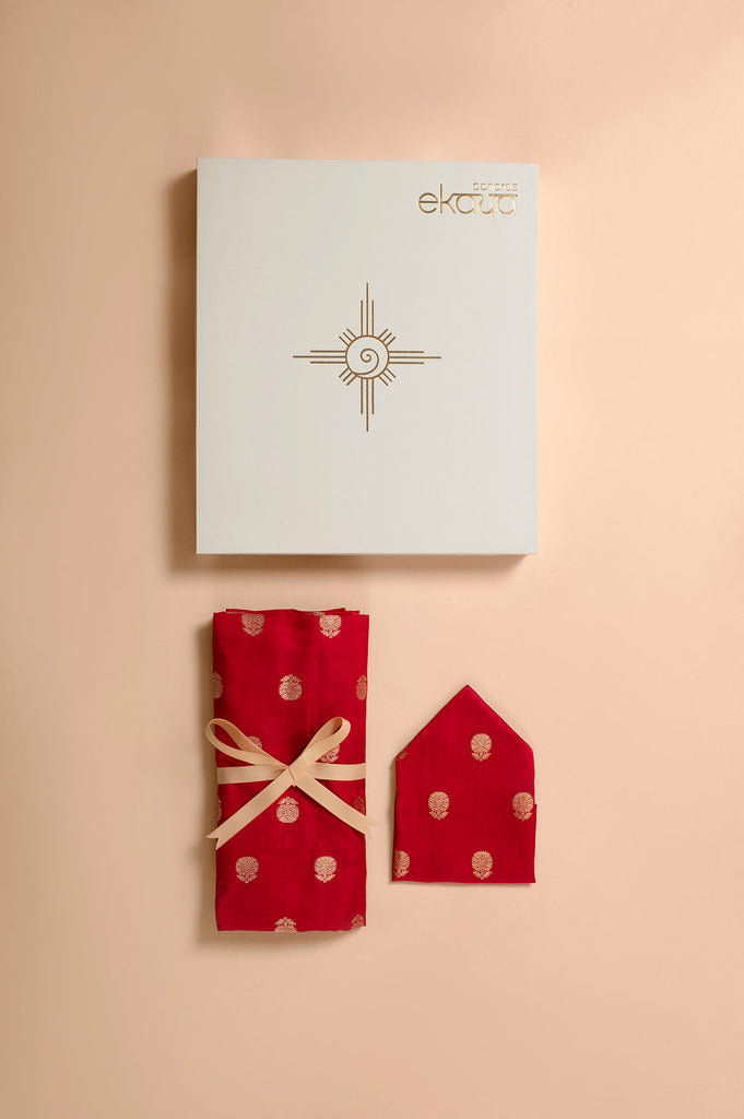 Handwoven Red Blouse Fabric Gift Set