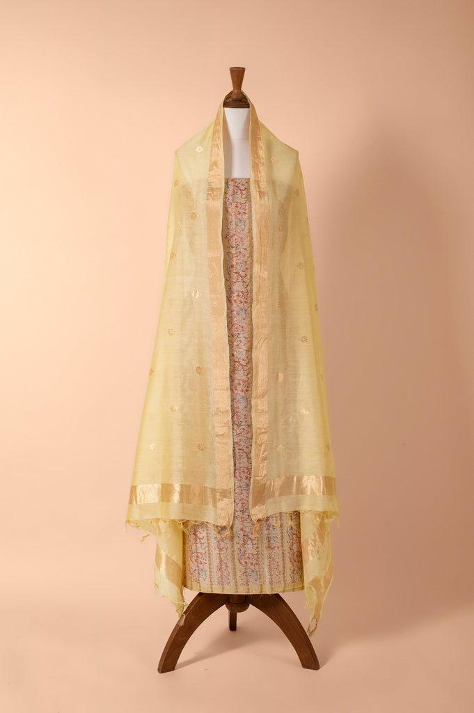 Handwoven Yellow Chanderi Suit Piece