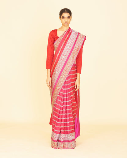 Handwoven Pink Silk Saree