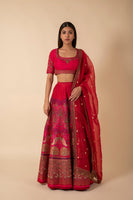 Handwoven Pink Silk Lehenga