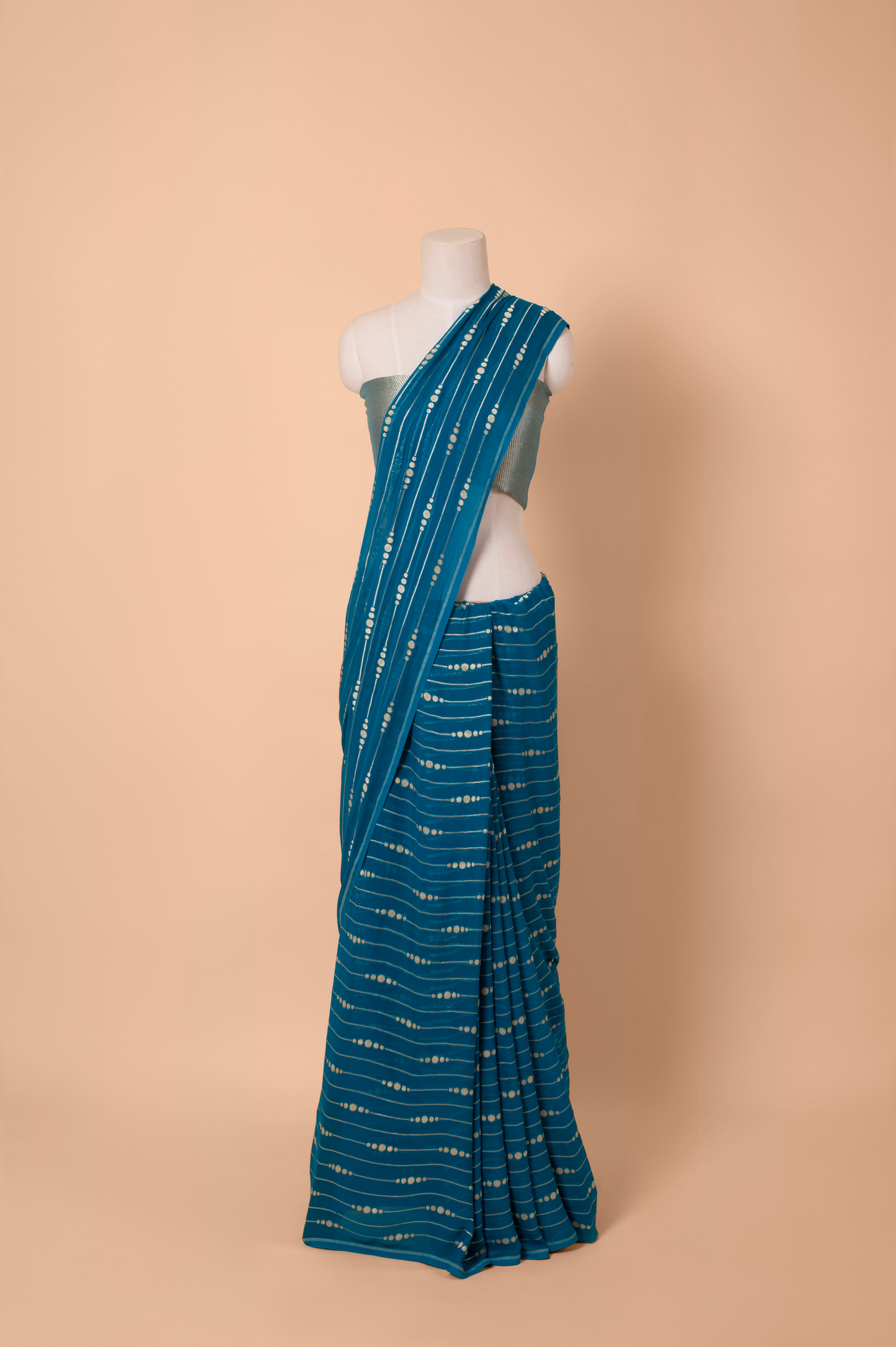 Handwoven Blue Georgette Sari