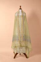 Handwoven Green Chanderi Suit Piece