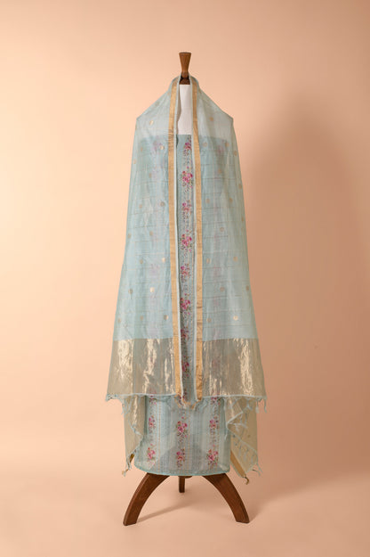 Handwoven Blue Chanderi Suit Piece