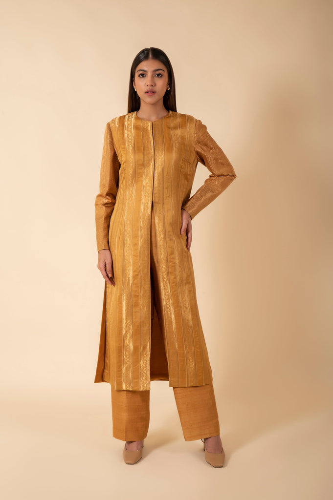 Handwoven Mustard Silk Kurta