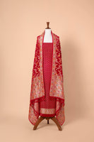 Handwoven Red Georgette Suit Piece