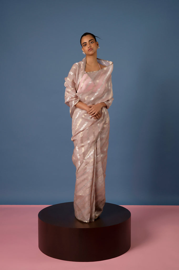 Handwoven Pale Pink Organza Saree