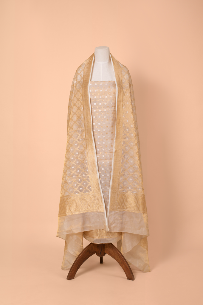 Handwoven Beige Tissue Suit Piece