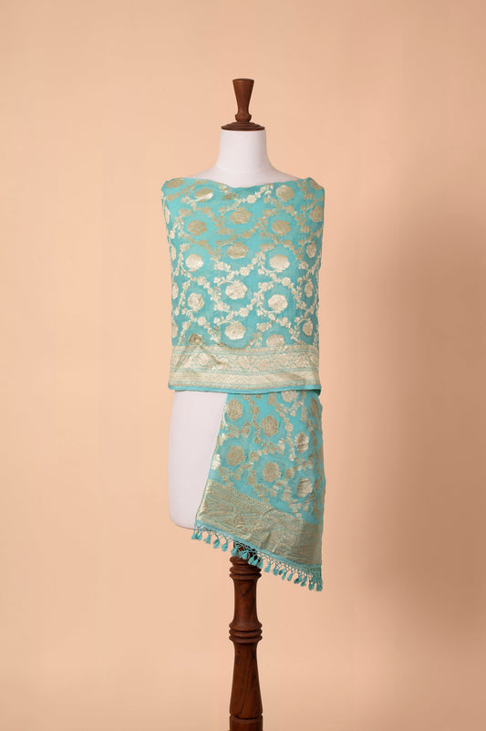 Handwoven Sky Blue Georgette Dupatta