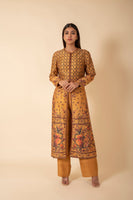 Handwoven Mustard Digital Printed Silk Kurta