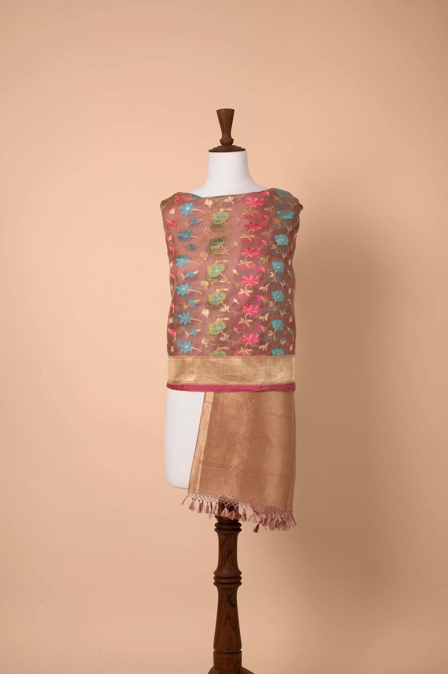 Handwoven Pink Organza Dupatta