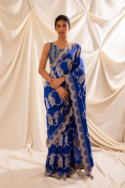 Handwoven Blue Silk Saree