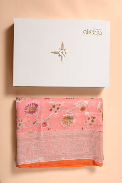 Handwoven Peach Sari Gift Box