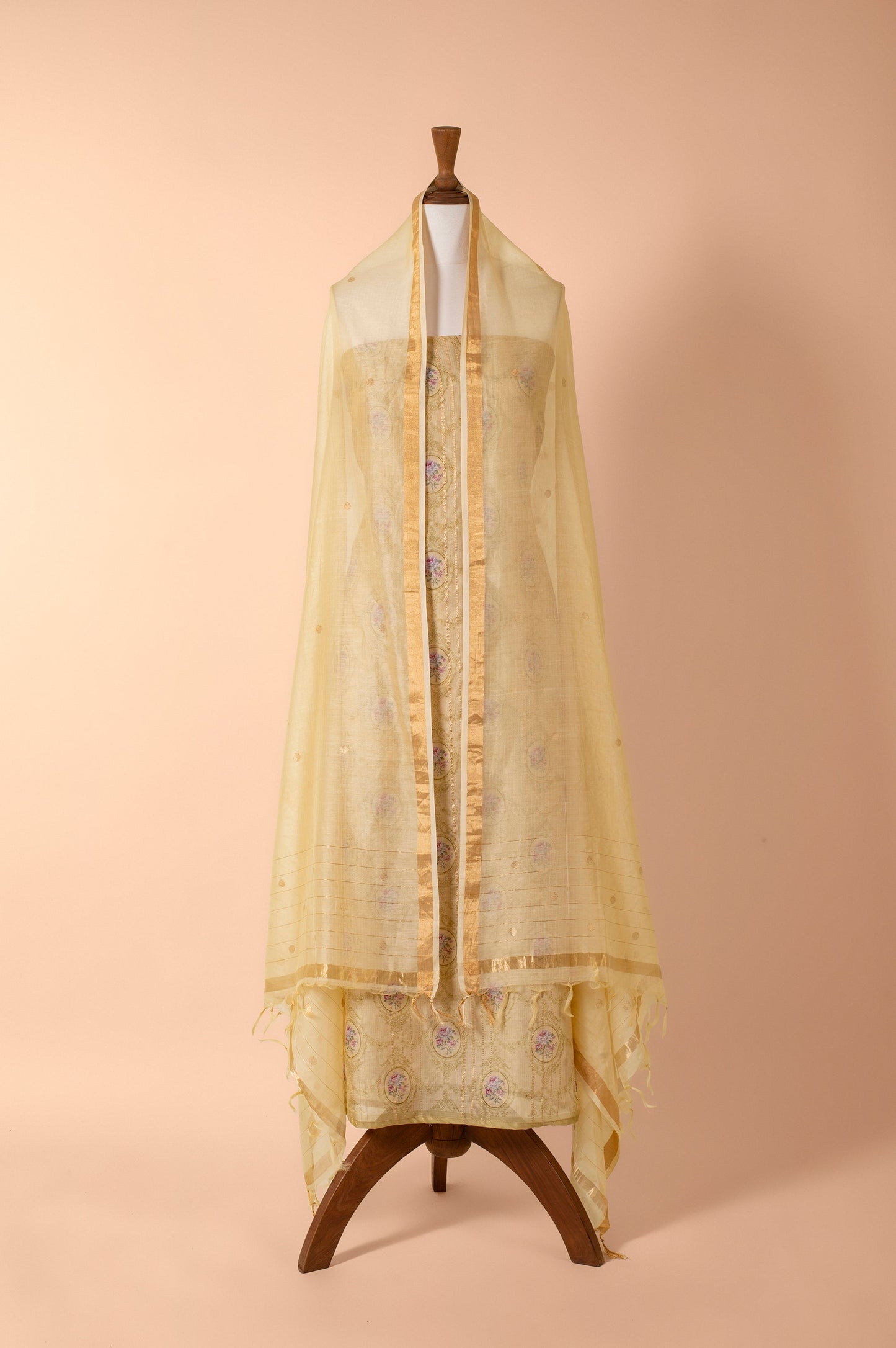 Handwoven Yellow Chanderi Suit Piece