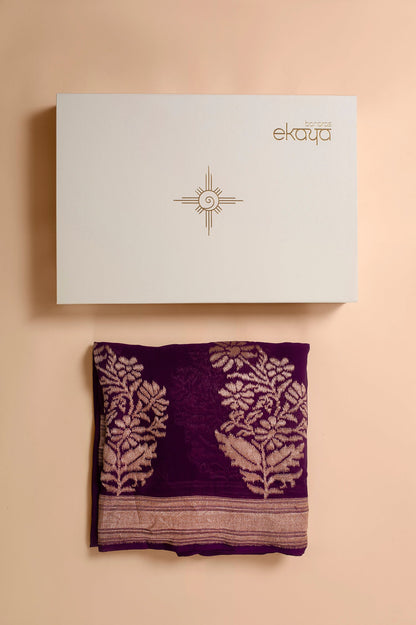 Handwoven Purple Sari Gift Box