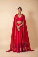 Handwoven Pink Silk Lehenga