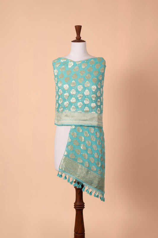 Handwoven Electric Blue Georgette Dupatta