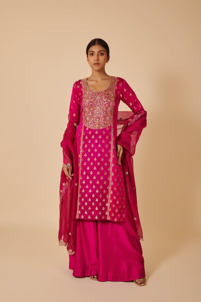 Handwoven Pink Silk Suit