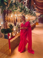 Handwoven Pink Organza Silk Saree