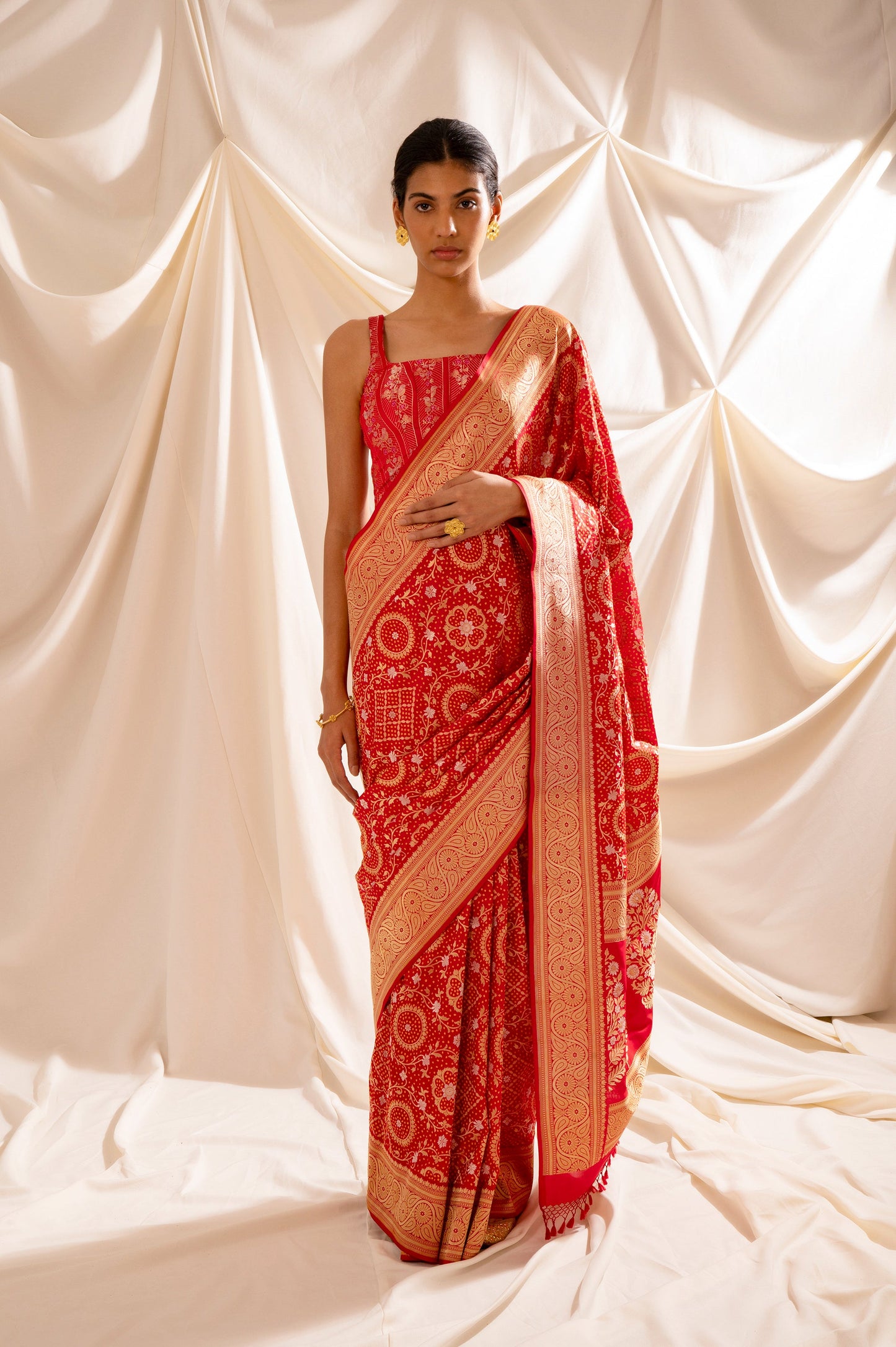 Handwoven Red Silk Sari