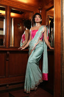 Sayani in Handwoven Blue Silk Saree