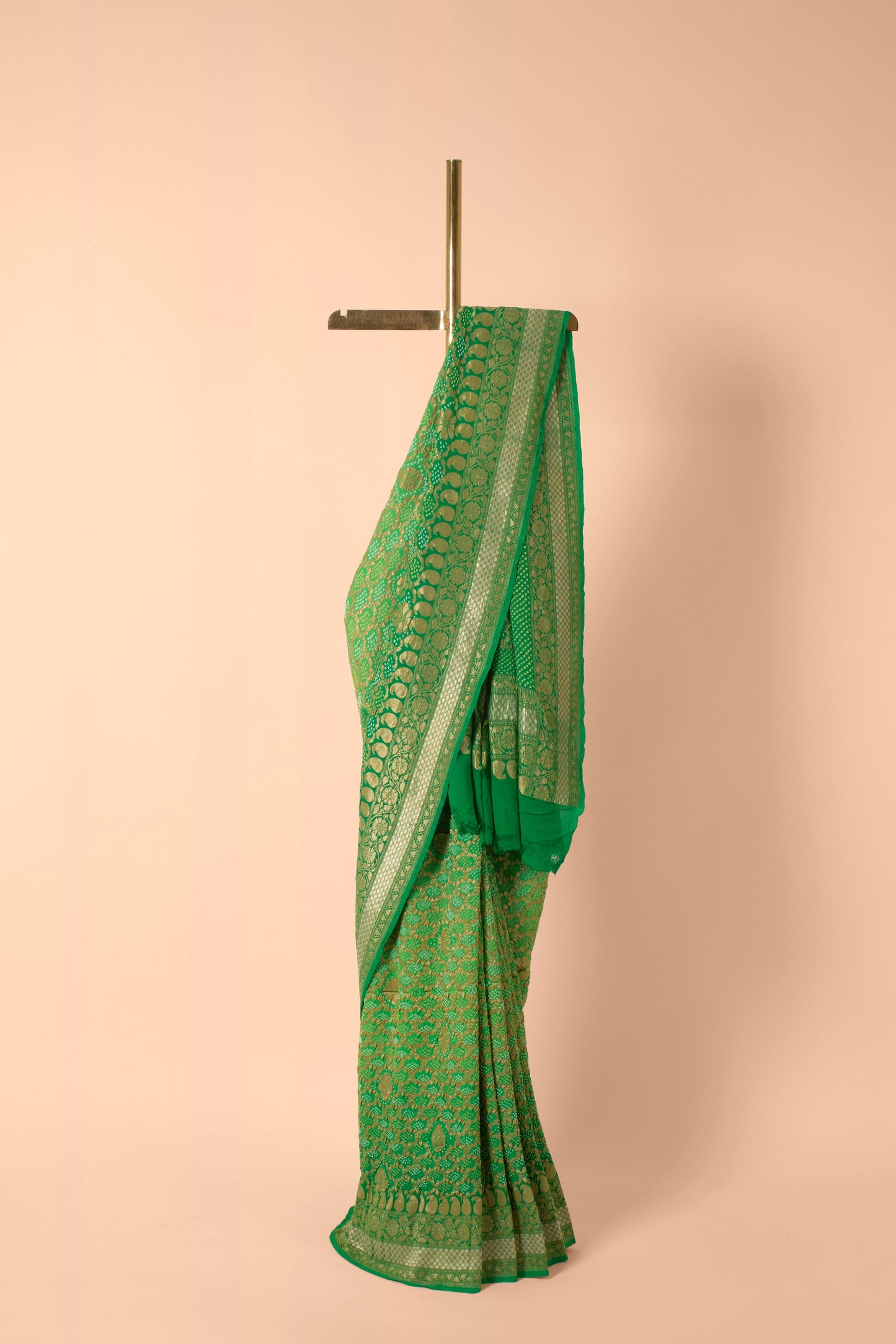 Handwoven Green Bandhani Sari