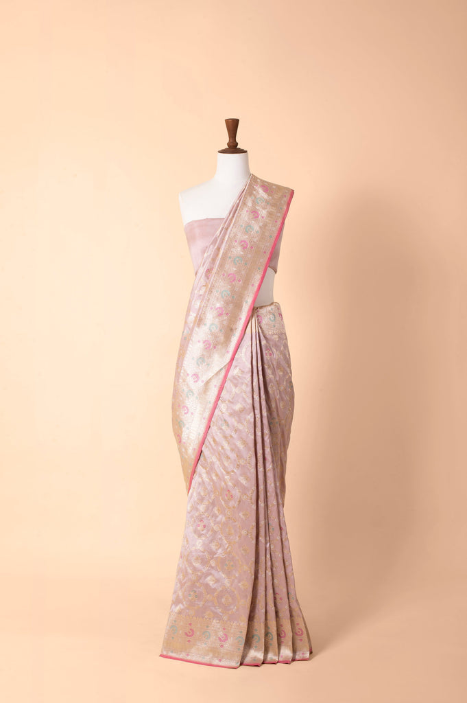 Handwoven Mauve Silk Sari E