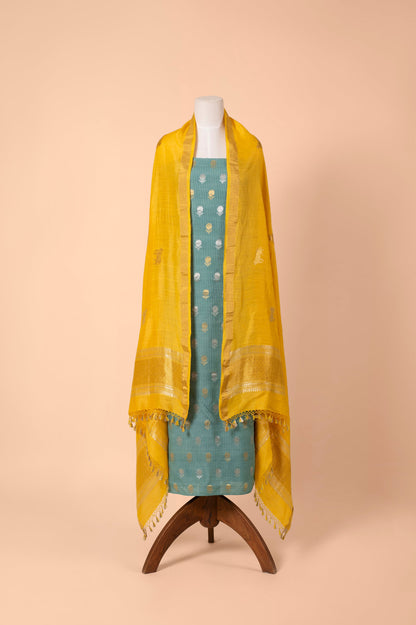 Handwoven Blue Tussar Silk Suit Piece