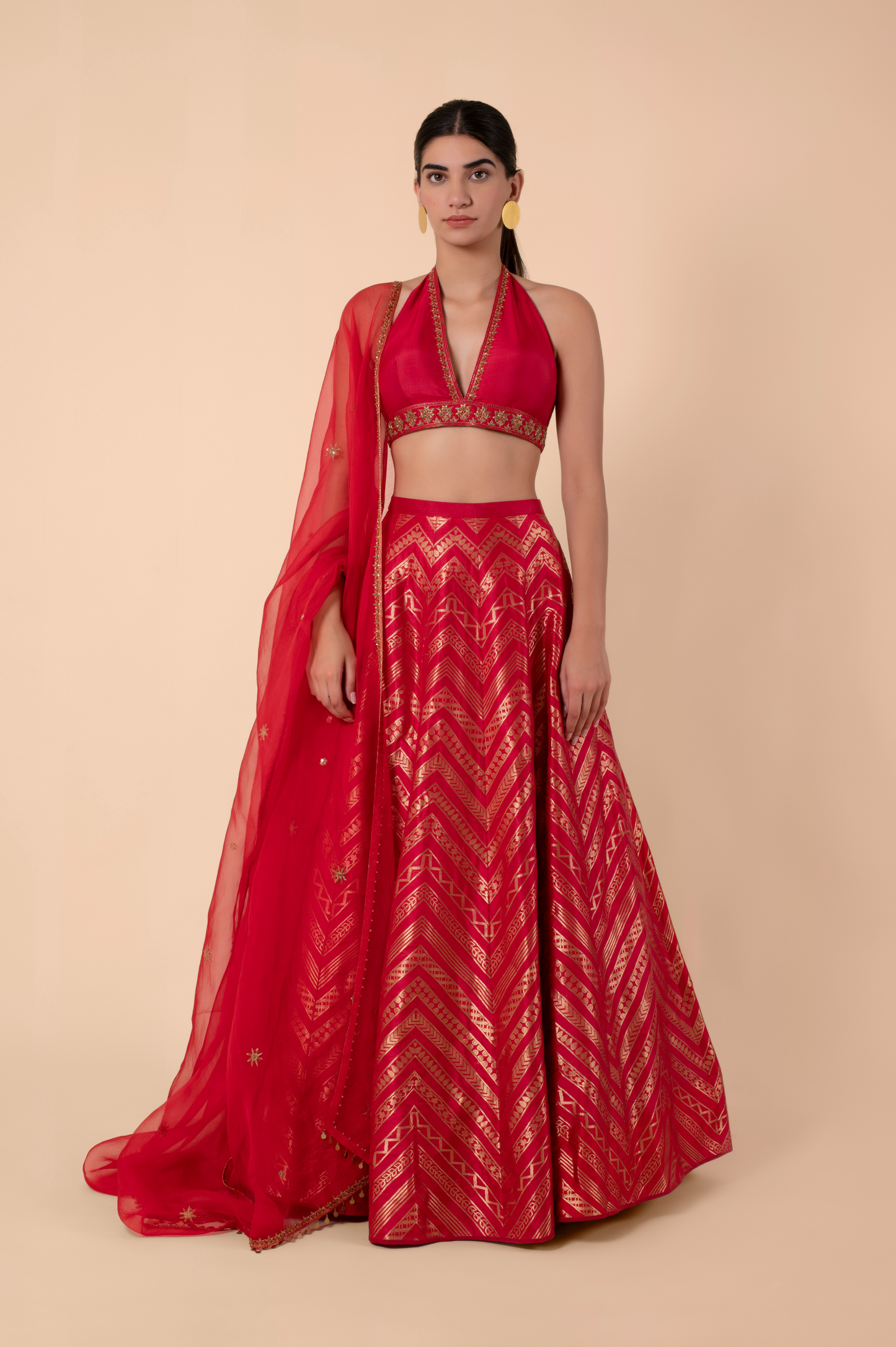 Handwoven Red Silk Lehenga