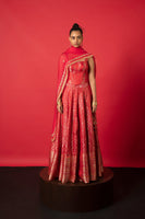 Handwoven Red Satin Silk Lehenga