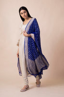 Handwoven Sapphire Blue Georgette Dupatta