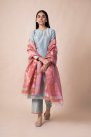 Handwoven Rouge Pink Chanderi Cotton Dupatta