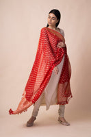 Handwoven Red Georgette Dupatta