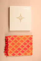Handwoven Pink and Orange Georgette Dupatta